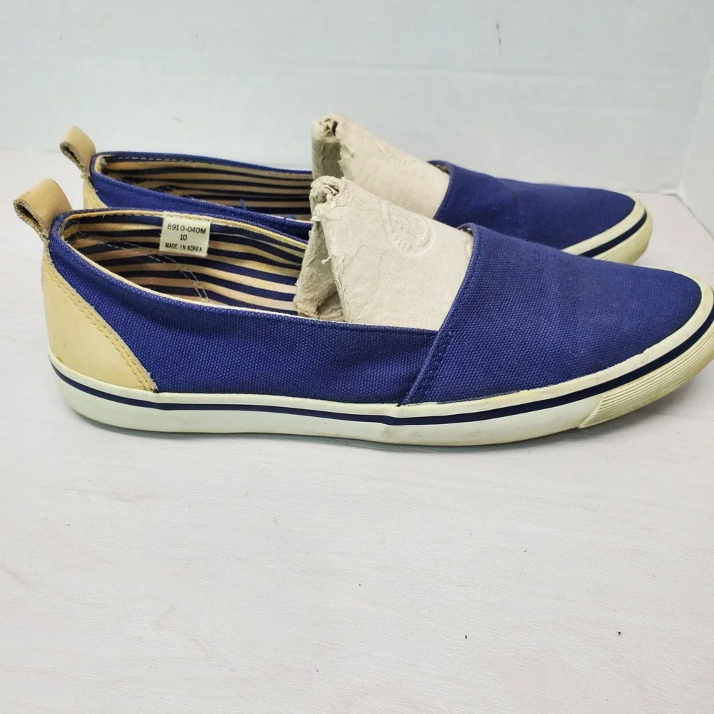 Liz Claiborne Casual Canvas Slip On‎ Sneakers Shoes Blue White Stripe Size 10